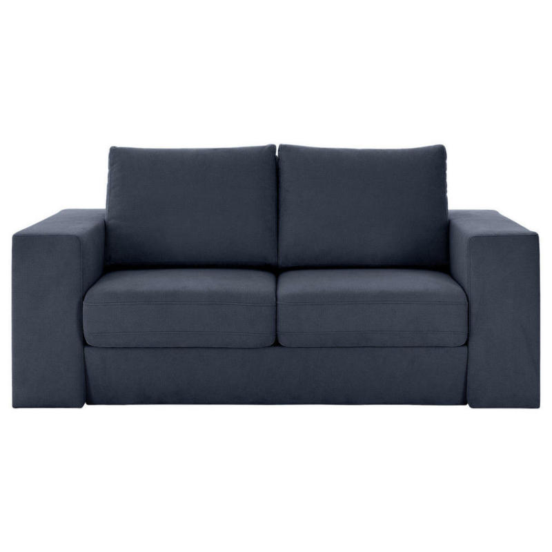 Dreisitzer-Sofa inkl. Hocker in Webstoff Dunkelblau