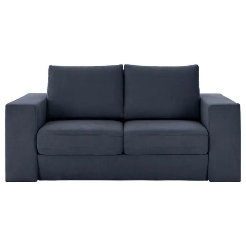 Viersitzer-Sofa inkl. Hocker in Webstoff Dunkelblau