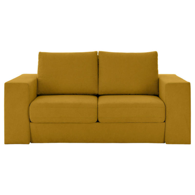 Viersitzer-Sofa inkl. Hocker in Webstoff Gelb