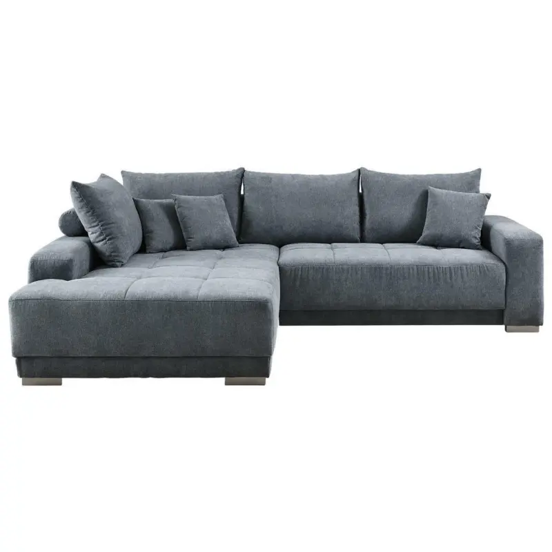 Ecksofa in Webstoff Blaugrau