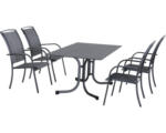 Hornbach Gartenmöbelset Siena Garden Livorno 4 -Sitzer bestehend aus: 4x Stühle, Tisch 160 x 90 cm Stahl anthrazit stapelbar