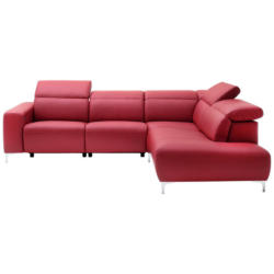 Ecksofa in Echtleder Rot