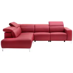 Ecksofa in Echtleder Rot