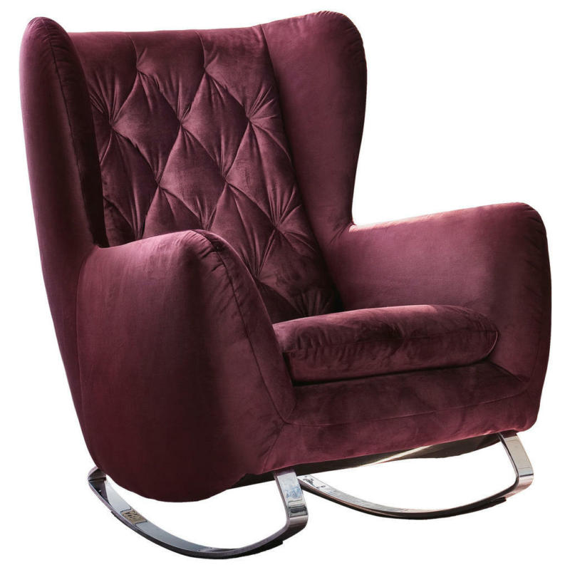 Chesterfield-Sessel in Velours Lila, Beere