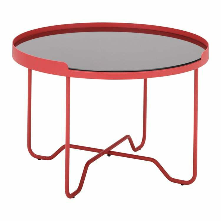 Tavolino di complemento LUNAR, metallo, rosso corallo