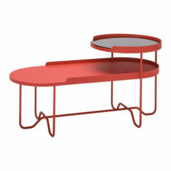 Tavolino LUNAR, metallo, rosso corallo