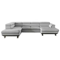 Wohnlandschaft in Webstoff Hellgrau