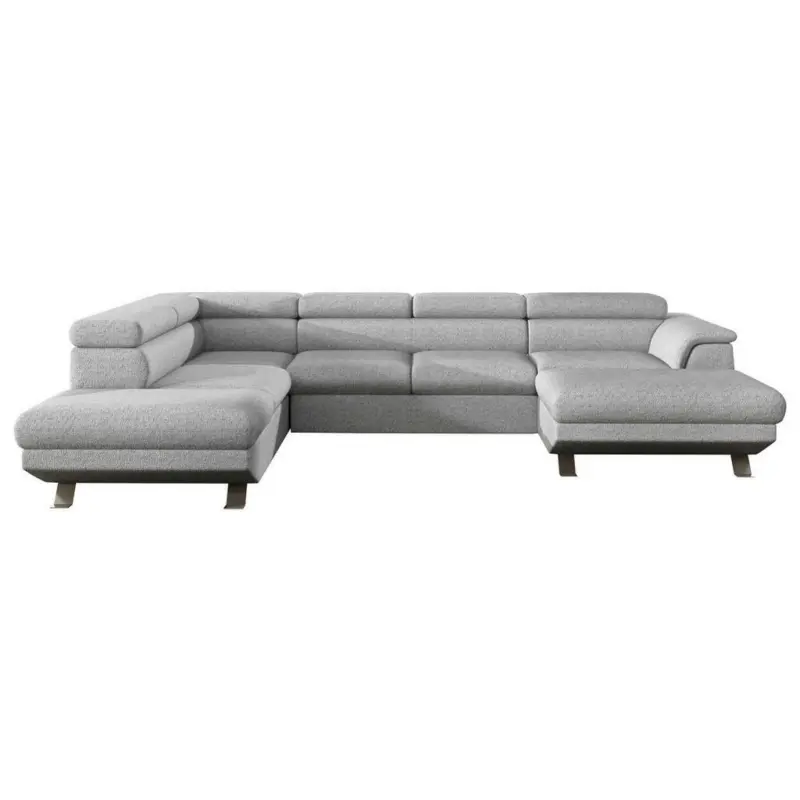 Wohnlandschaft in Webstoff Hellgrau