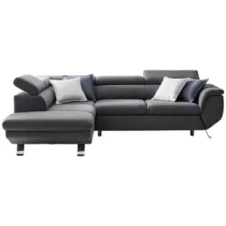 Ecksofa in Webstoff Dunkelgrau