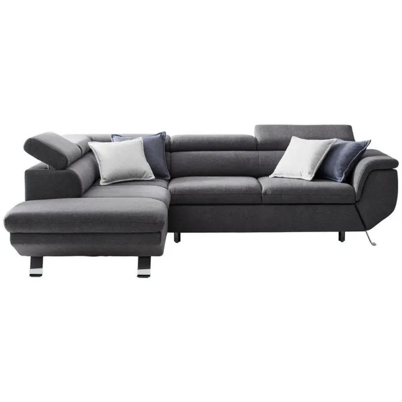 Ecksofa in Webstoff Dunkelgrau