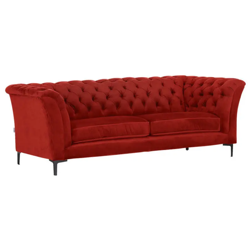 Chesterfield-Sofa in Flachgewebe Rot