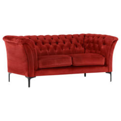 Chesterfield-Sofa in Flachgewebe Rot