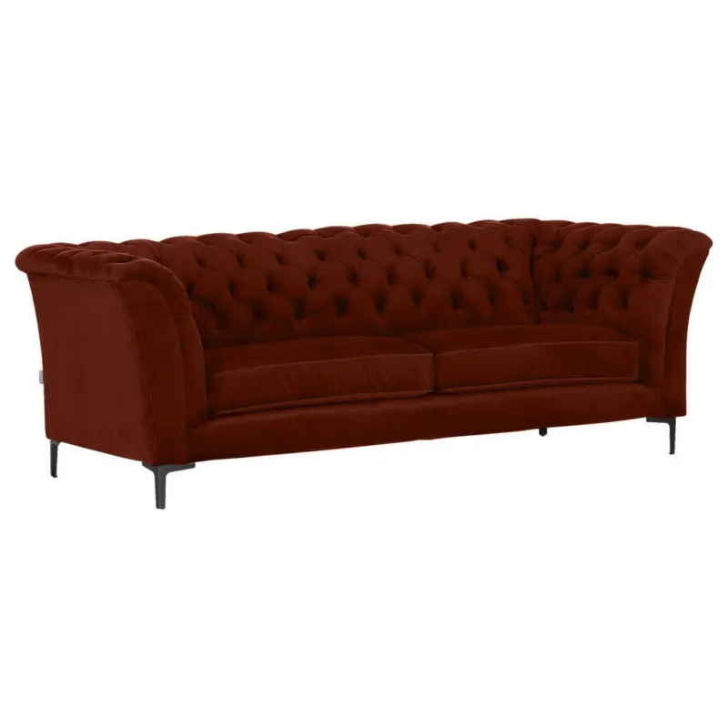 Chesterfield-Sofa in Flachgewebe Rostfarben