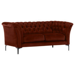 Chesterfield-Sofa in Flachgewebe Rostfarben