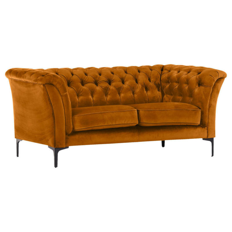 Chesterfield-Sofa in Flachgewebe Gelb