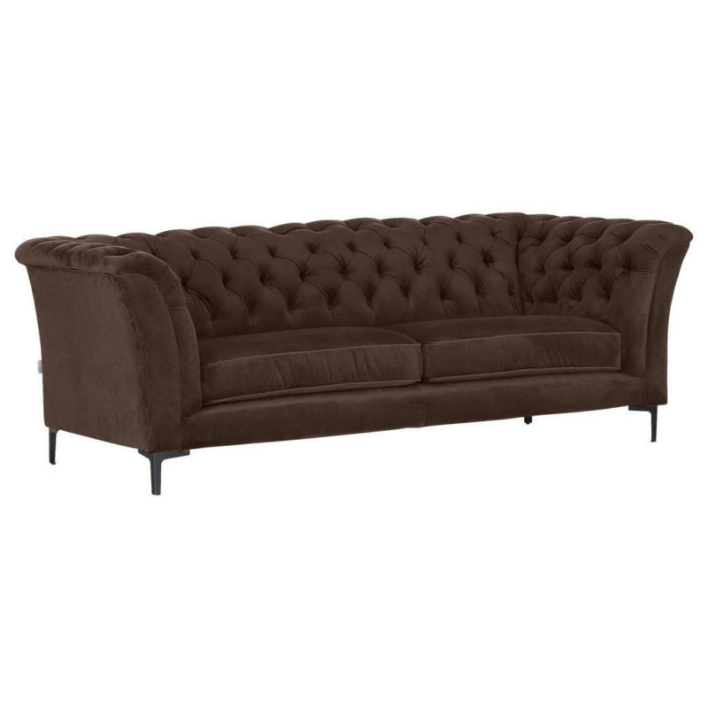 Chesterfield-Sofa in Flachgewebe Dunkelbraun