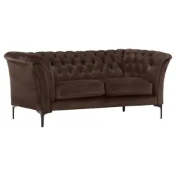Chesterfield-Sofa in Flachgewebe Dunkelbraun