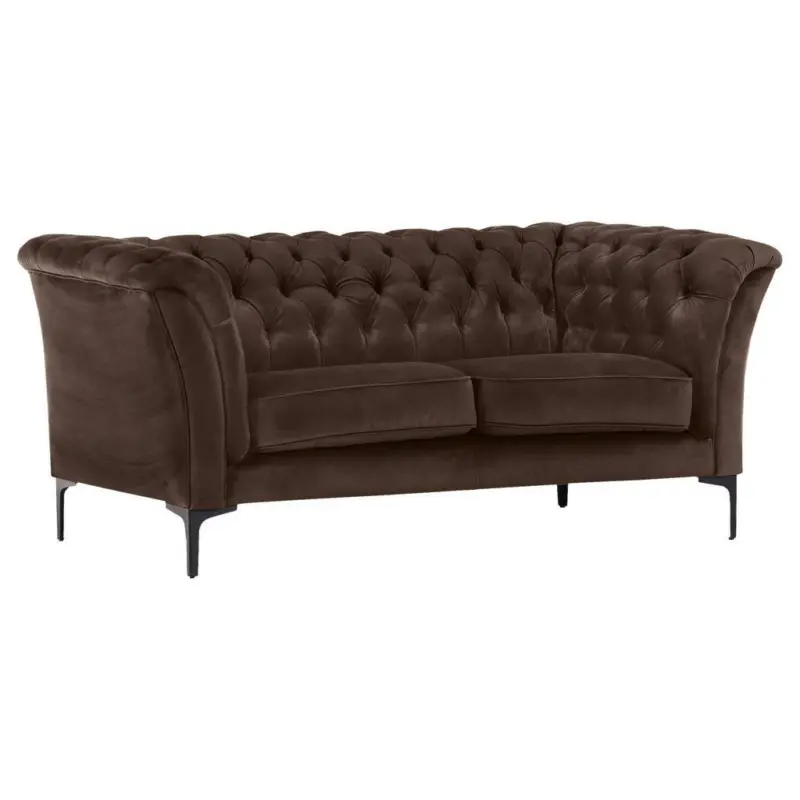 Chesterfield-Sofa in Flachgewebe Dunkelbraun