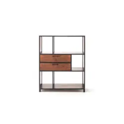 Regal 118/145/40 cm Schwarz, Walnussfarben