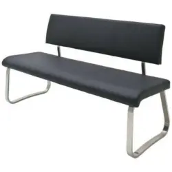 Sitzbank in Metall, Kunststoff Schwarz, Edelstahlfarben