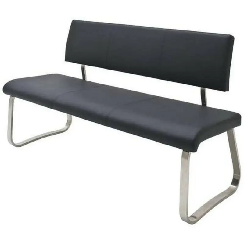Sitzbank in Metall, Kunststoff Schwarz, Edelstahlfarben