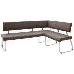 Eckbank 200/150 cm in Braun, Edelstahlfarben