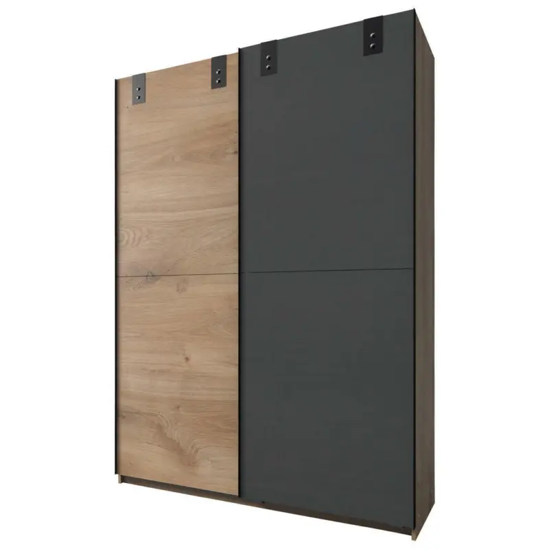 Schwebetürenschrank in Graphitfarben, Eichefarben