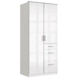 Drehtürenschrank in Weiß, Weiß Hochglanz