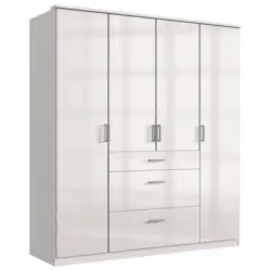 Drehtürenschrank in Weiß, Weiß Hochglanz