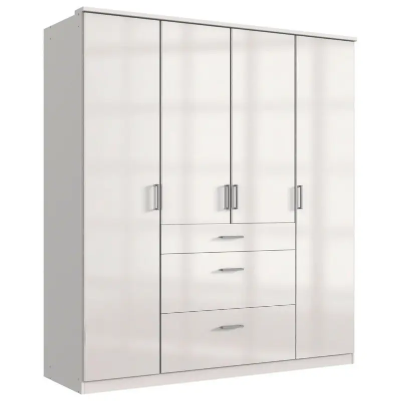 Drehtürenschrank in Weiß, Weiß Hochglanz