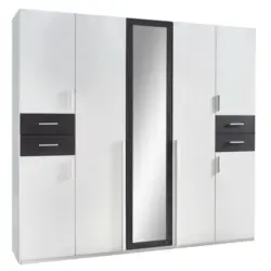 Drehtürenschrank in Graphitfarben, Weiß