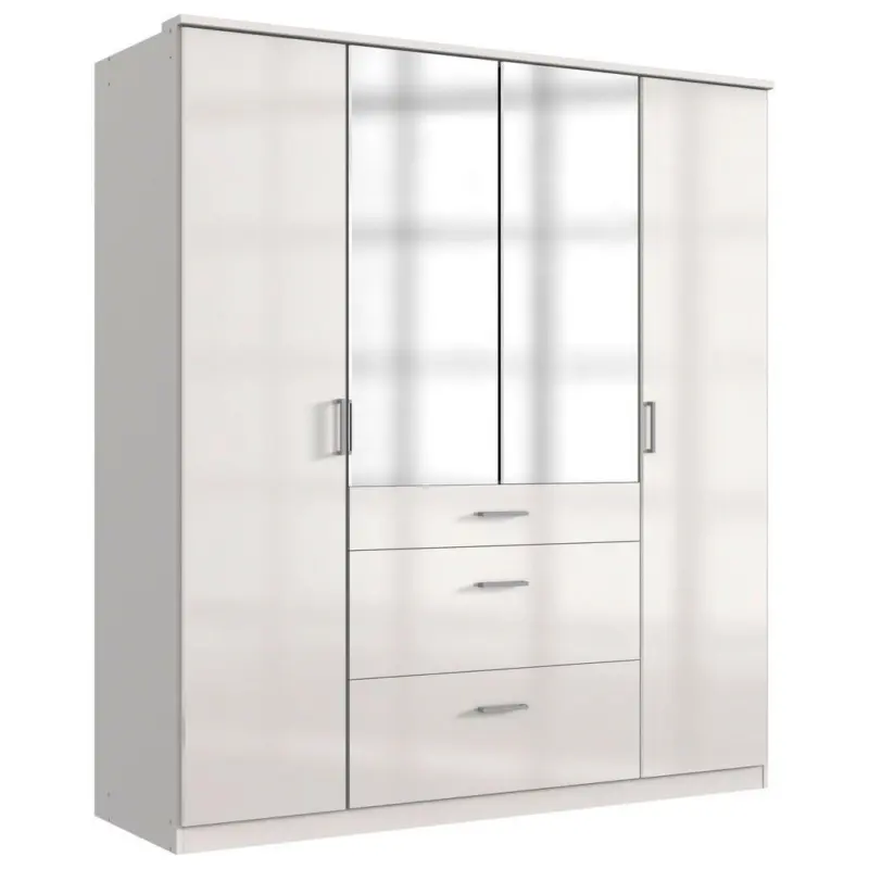 Kleiderschrank in Weiß, Weiß Hochglanz