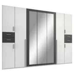 Drehtürenschrank in Graphitfarben, Weiß