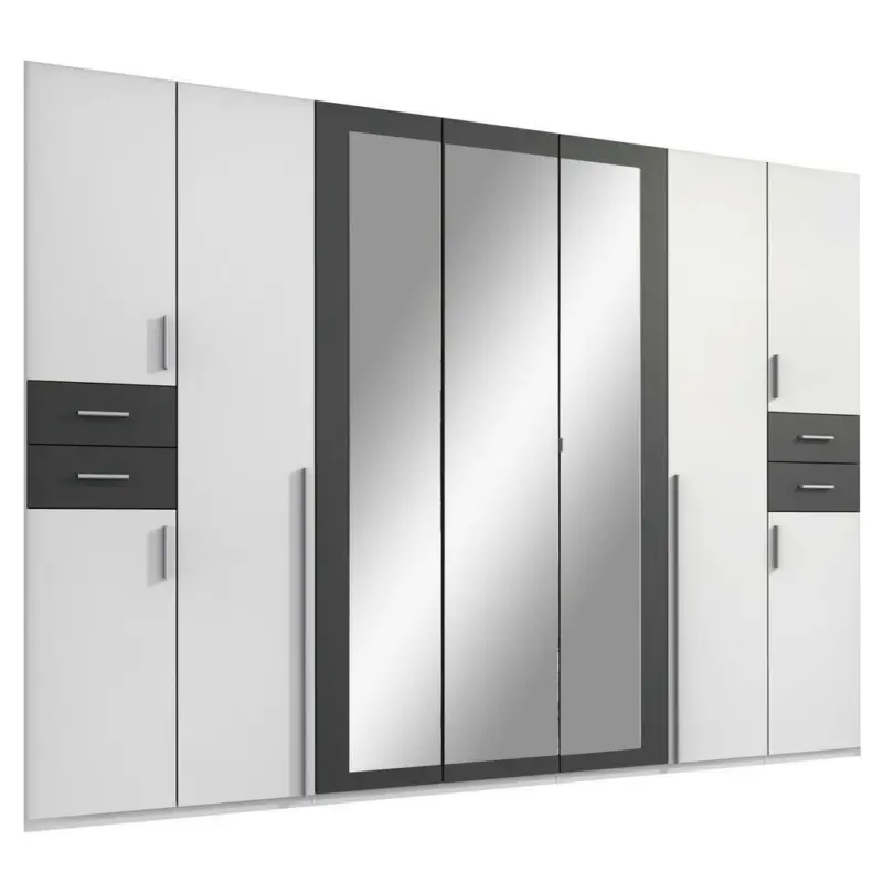 Drehtürenschrank in Graphitfarben, Weiß