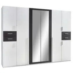 Drehtürenschrank in Graphitfarben, Weiß