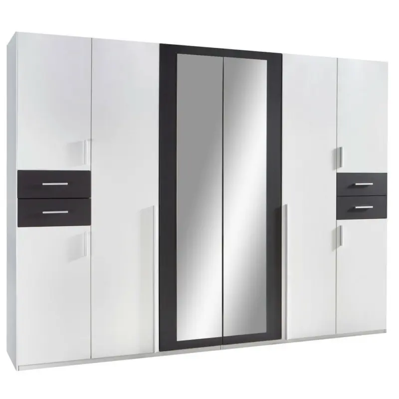 Drehtürenschrank in Graphitfarben, Weiß