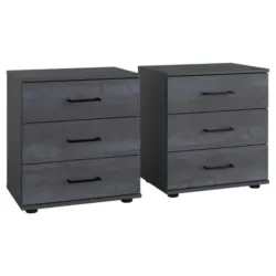 Nachtkästchenset in Graphitfarben, Dunkelgrau
