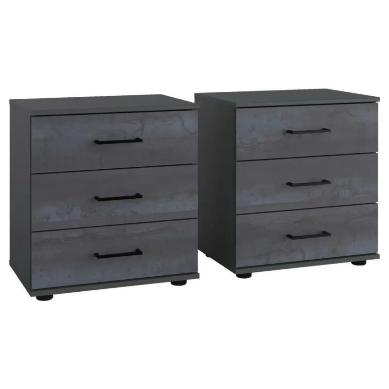 Nachtkästchenset in Graphitfarben, Dunkelgrau