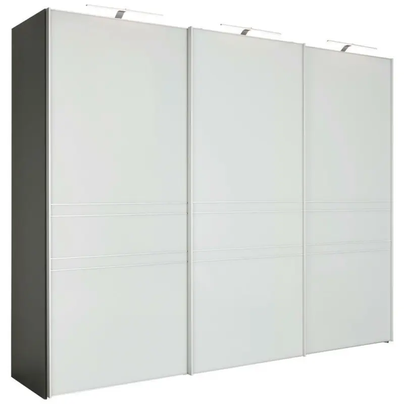 Schwebetürenschrank in Anthrazit, Hellgrau