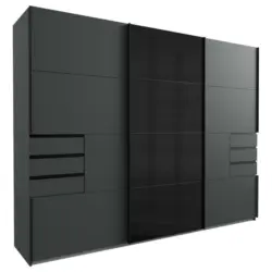 Schwebetürenschrank in Graphitfarben, Schwarz