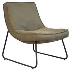 Sessel in Kombination Echtleder/Stoff Dunkelgr&uuml;n