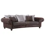 XXXLutz Lauterach - Ihr M&ouml;belhaus bei Bregenz Megasofa in Lederlook, Webstoff Hellgrau, Dunkelbraun