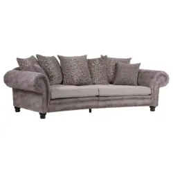 Megasofa in Lederlook, Webstoff Grau