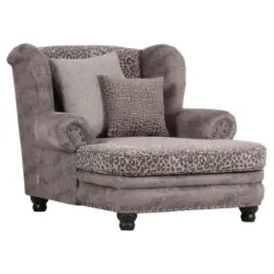 Ohrensessel in Lederlook, Webstoff Grau