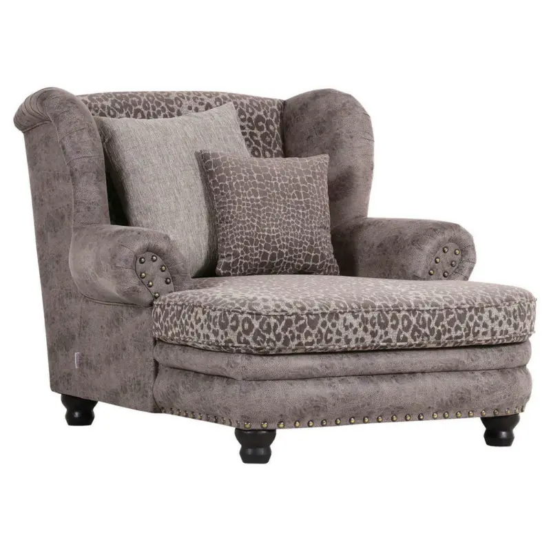 Ohrensessel in Lederlook, Webstoff Grau