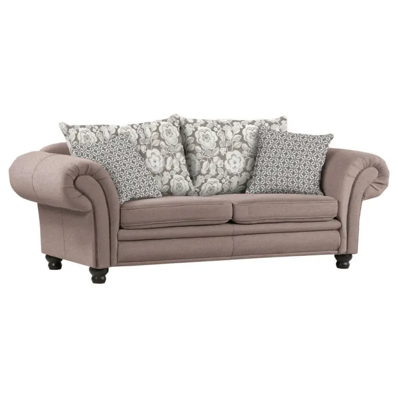 Sofa in Mikrofaser Wei&szlig;, Hellbraun