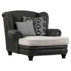 Ohrensessel in Mikrofaser Hellgrau, Dunkelgrau