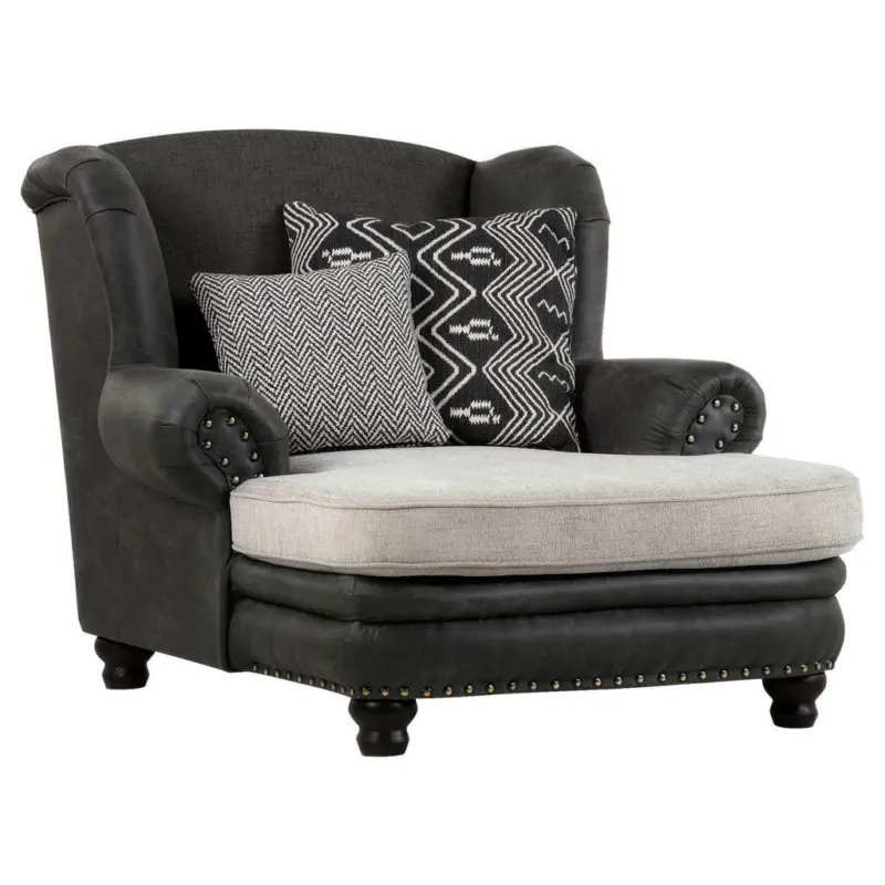 Ohrensessel in Mikrofaser Hellgrau, Dunkelgrau