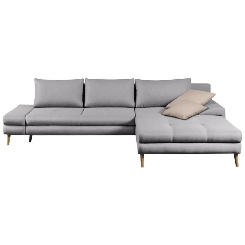 Ecksofa in Webstoff Silberfarben
