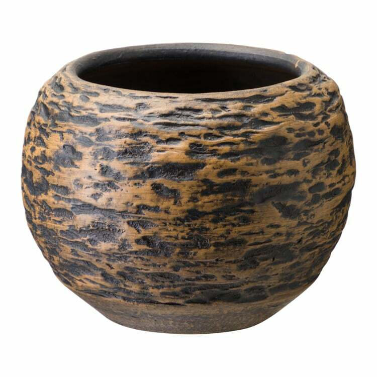 Übertopf FARO, Keramik, anthrazit/braun